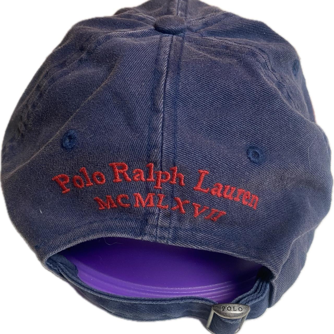 Navy blue polo store hat with red horse