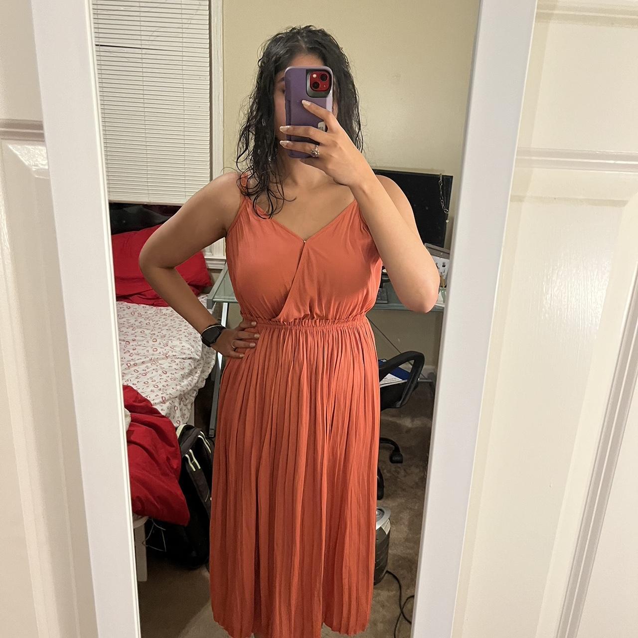 Burnt orange midi dress Depop