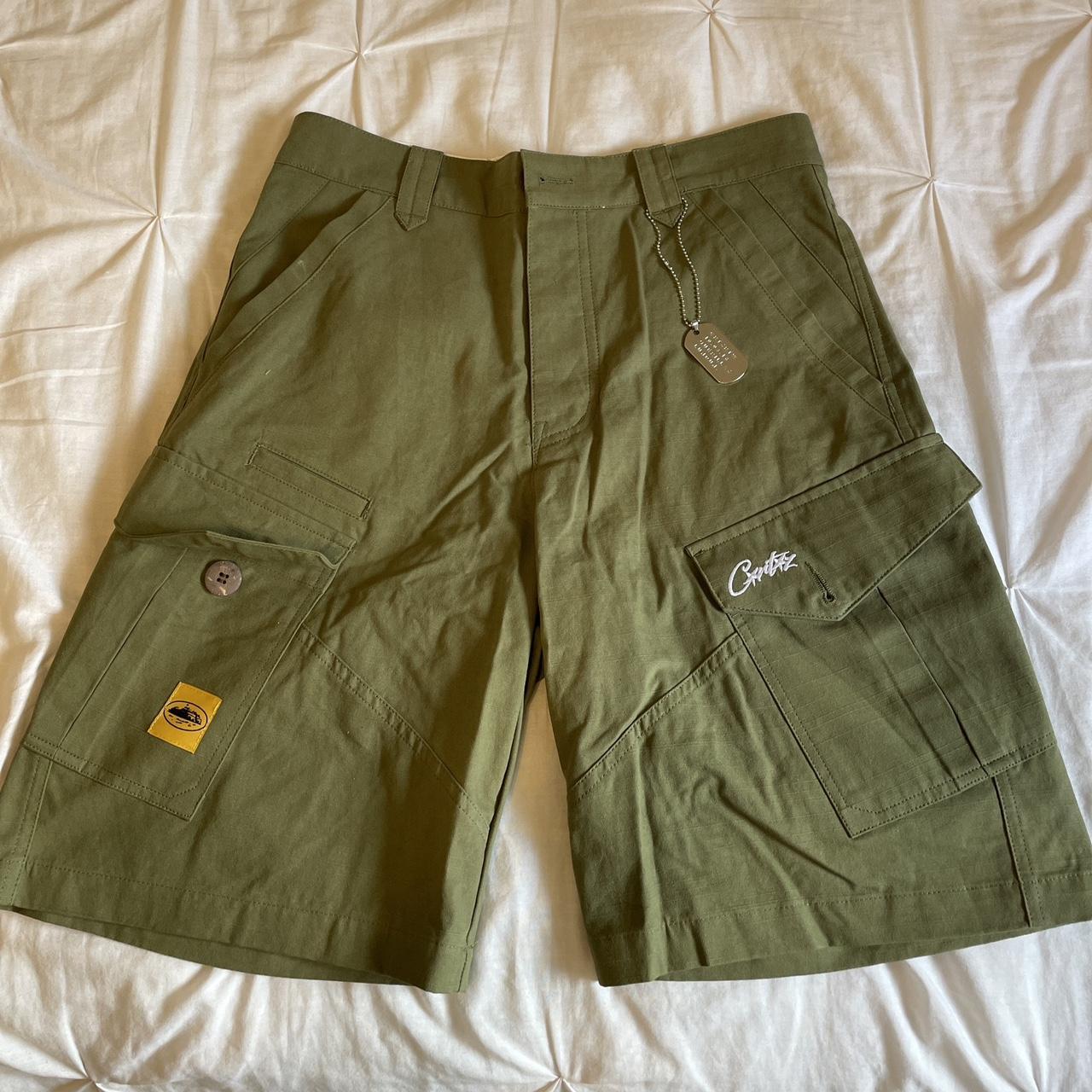 Corteiz CRTZ Storm Khaki Cargo Shorts Green Brand... - Depop