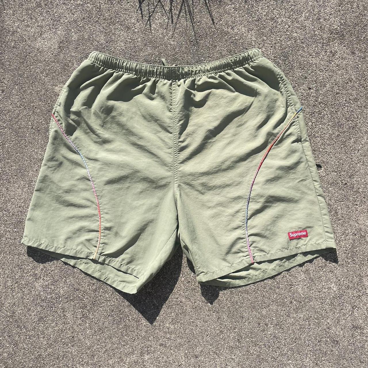 Supreme Gradient Piping Water Short Olive Green size... - Depop