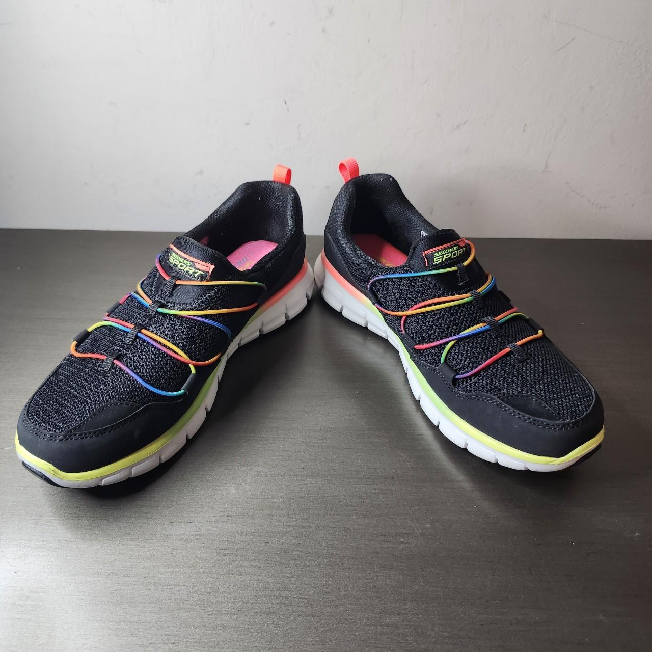 Skechers black rainbow on sale shoes