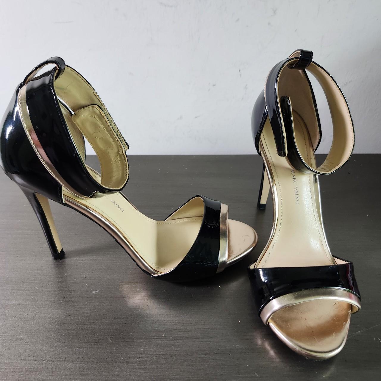 Luxe by Carmen Marc Valvo Black Rose Gold Patent... - Depop