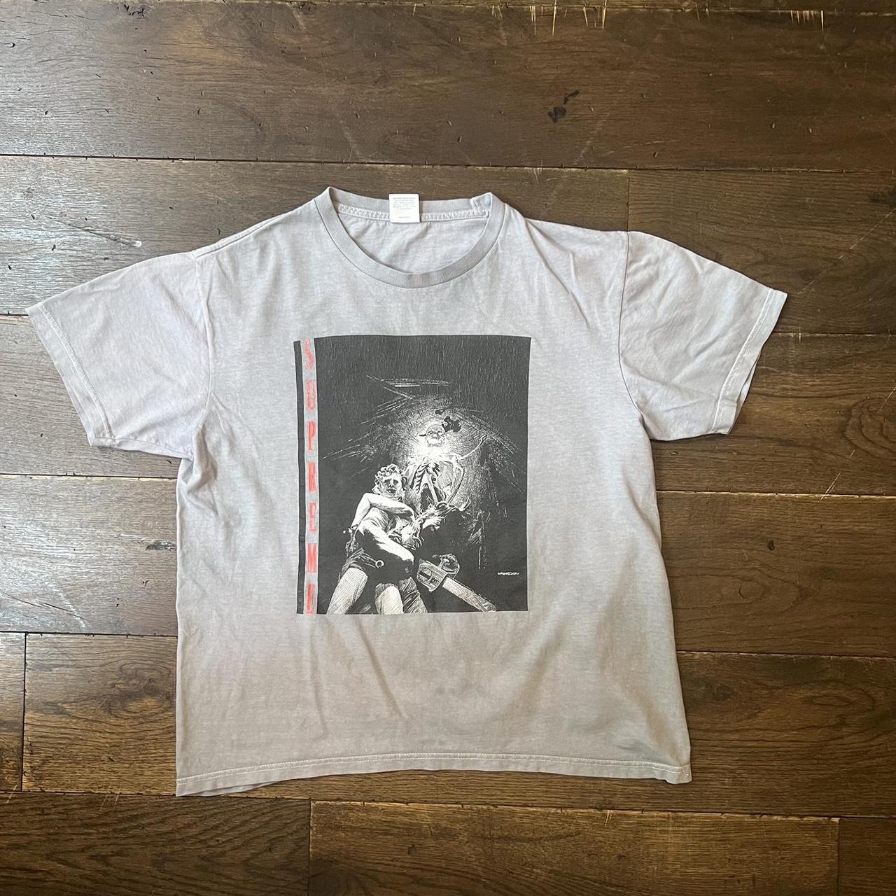 Supreme Texas Chainsaw grey t shirt Excellent | Depop