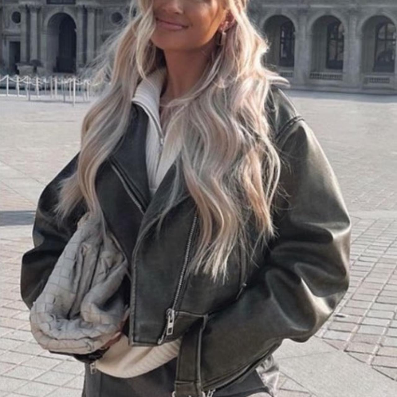 ZARA 2024 Molly Mae CHARCOAL FAUX LEATHER BELTED Depop