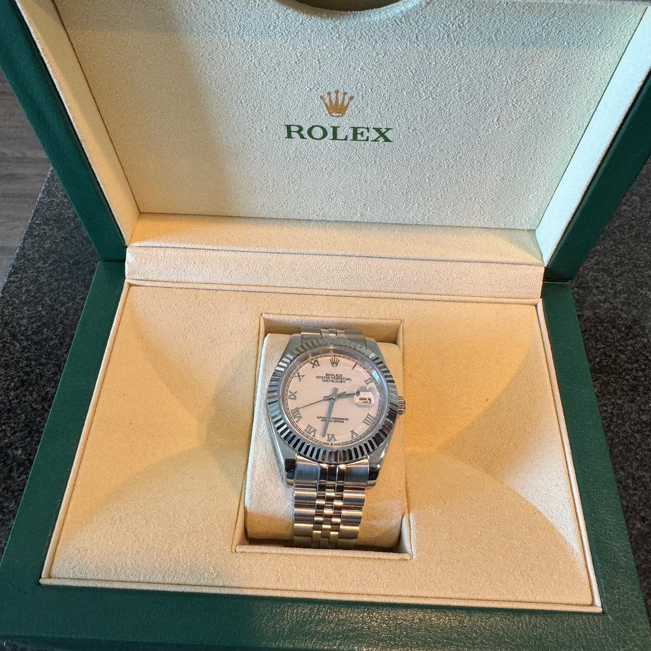 41mm Rolex Date Just silver Includes box Depop