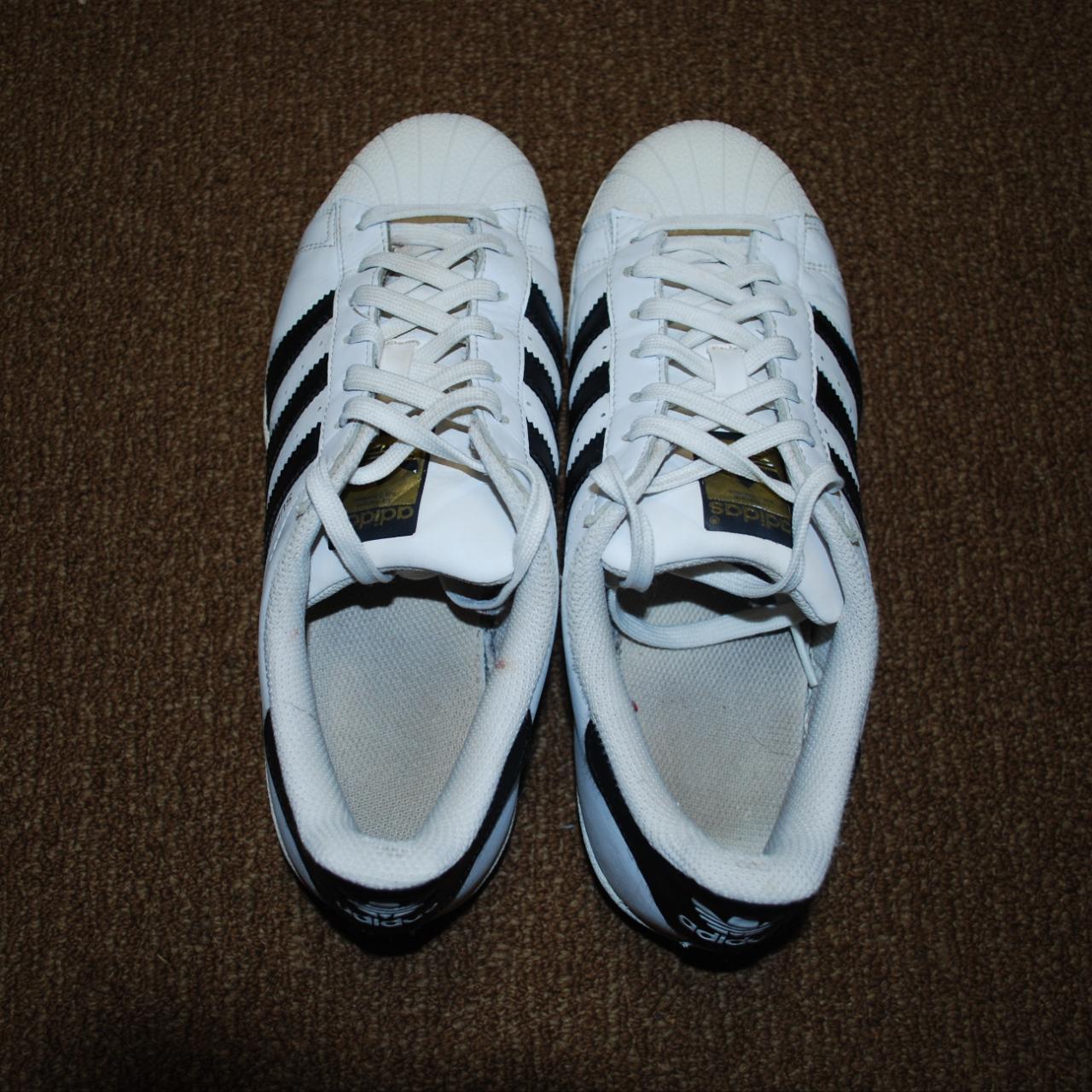 Adidas Super Star White Black - Men's Size 8 Great - Depop