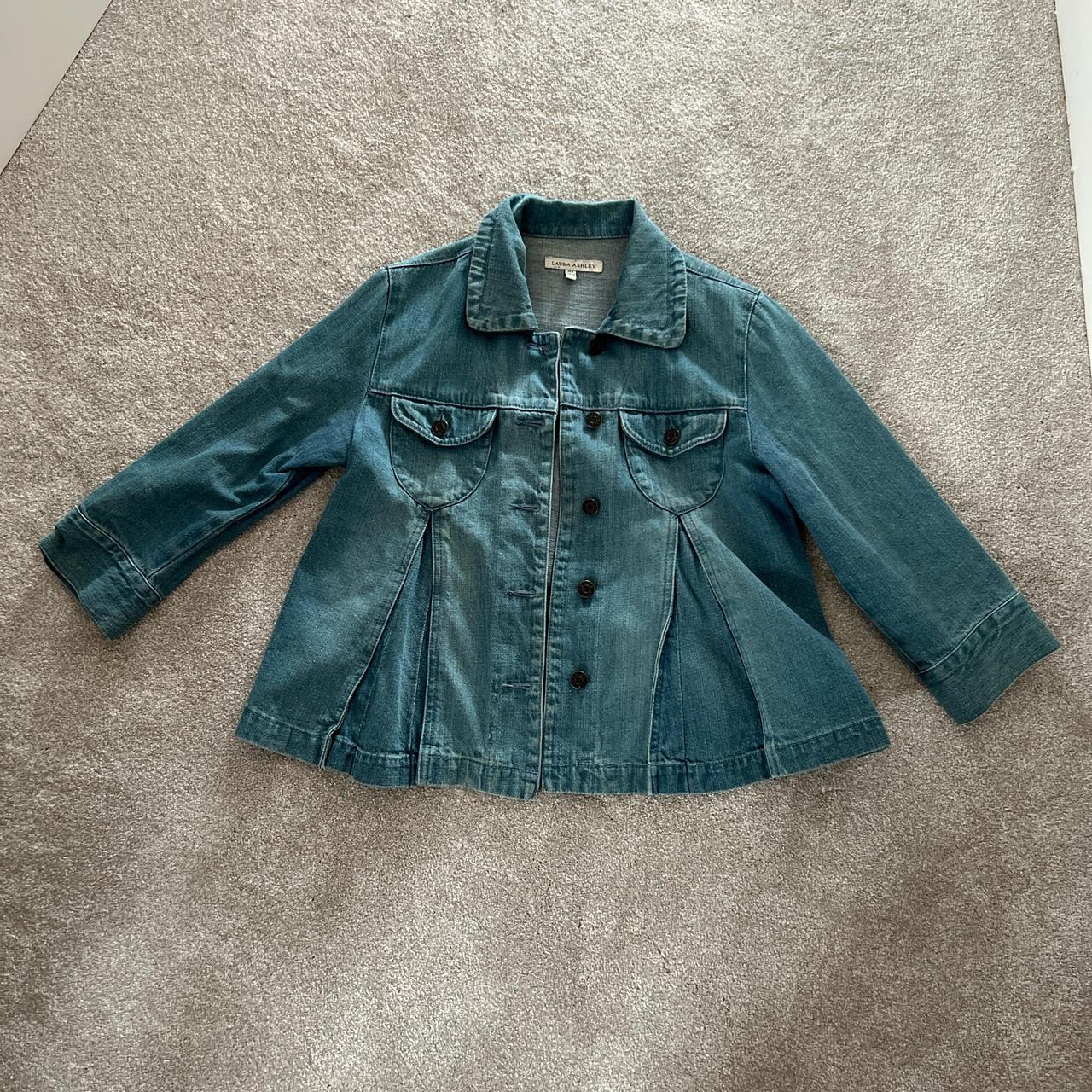 Laura Ashley denim jacket Fun pleat detail UK. Depop