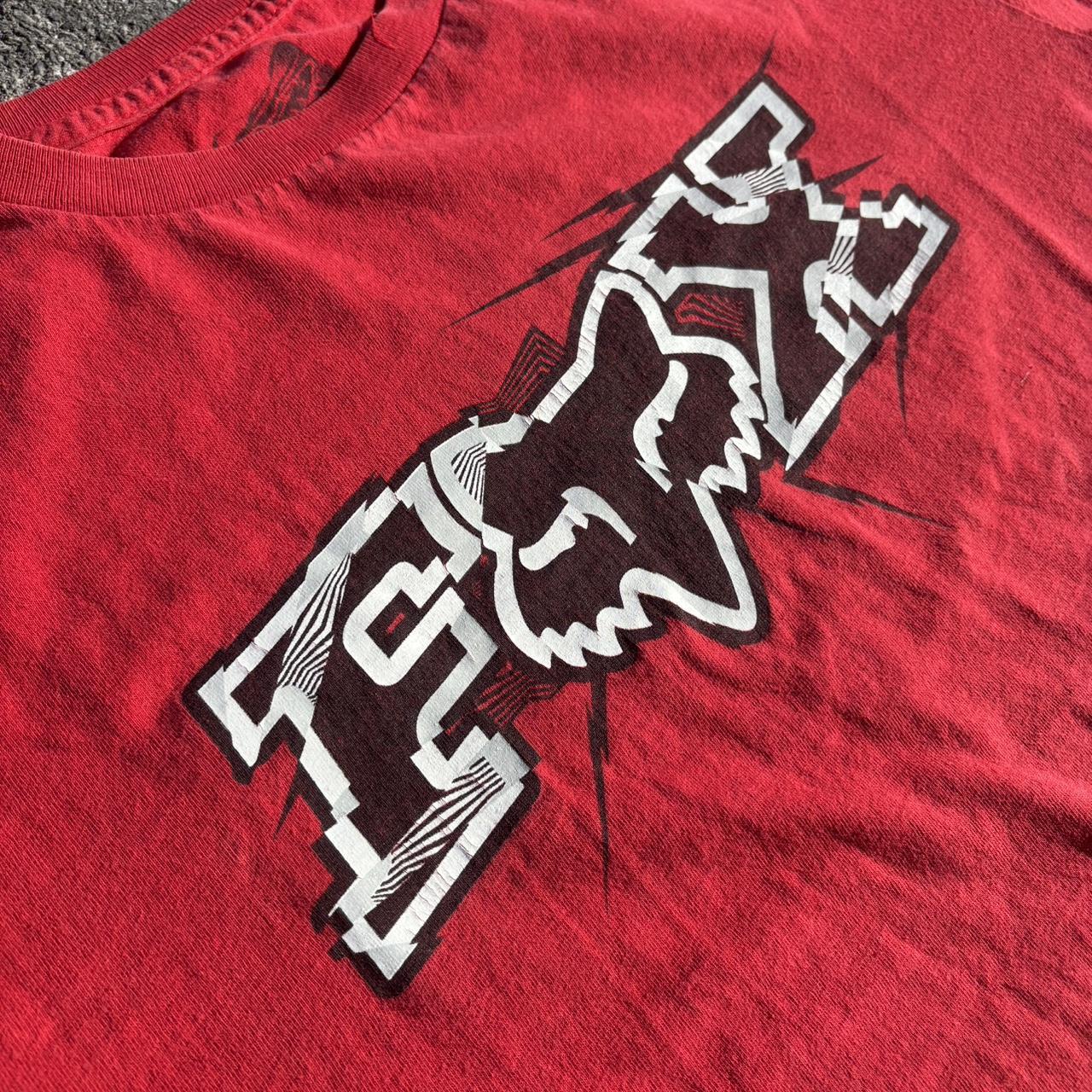 VINTAGE Fox Racing T-Shirt Fruit of the loom Red - Depop