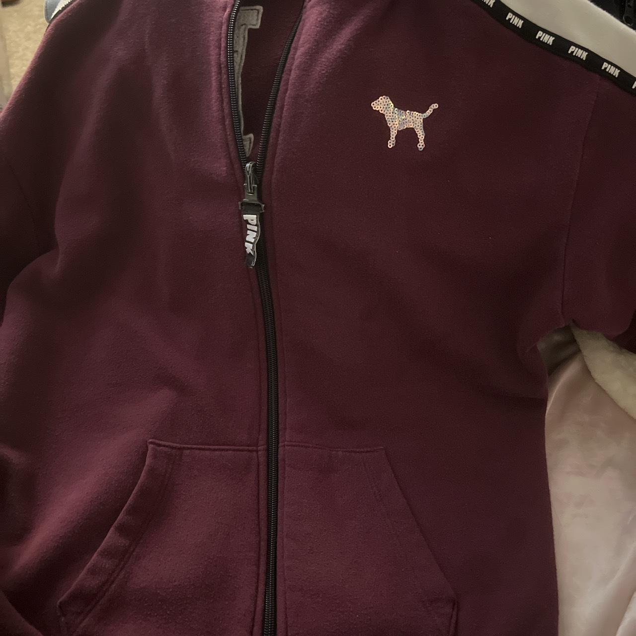 Pink brand sweater burgundy color sequence in the... - Depop