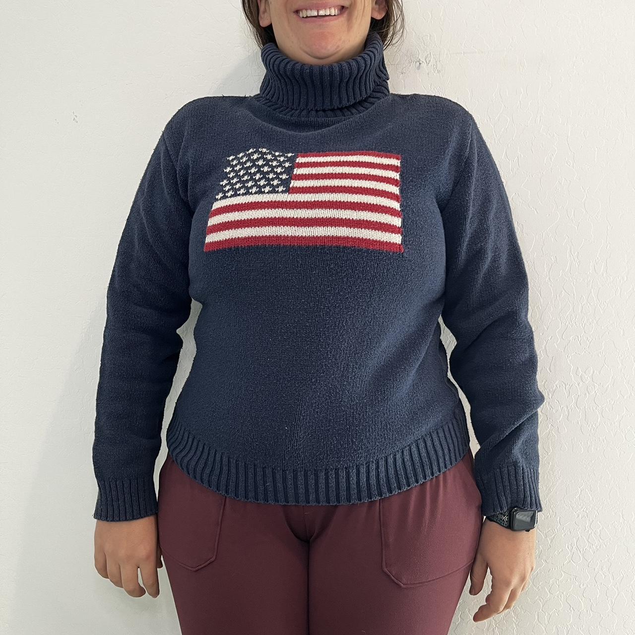 Vintage American flag knit sweater Brand is Six - Depop