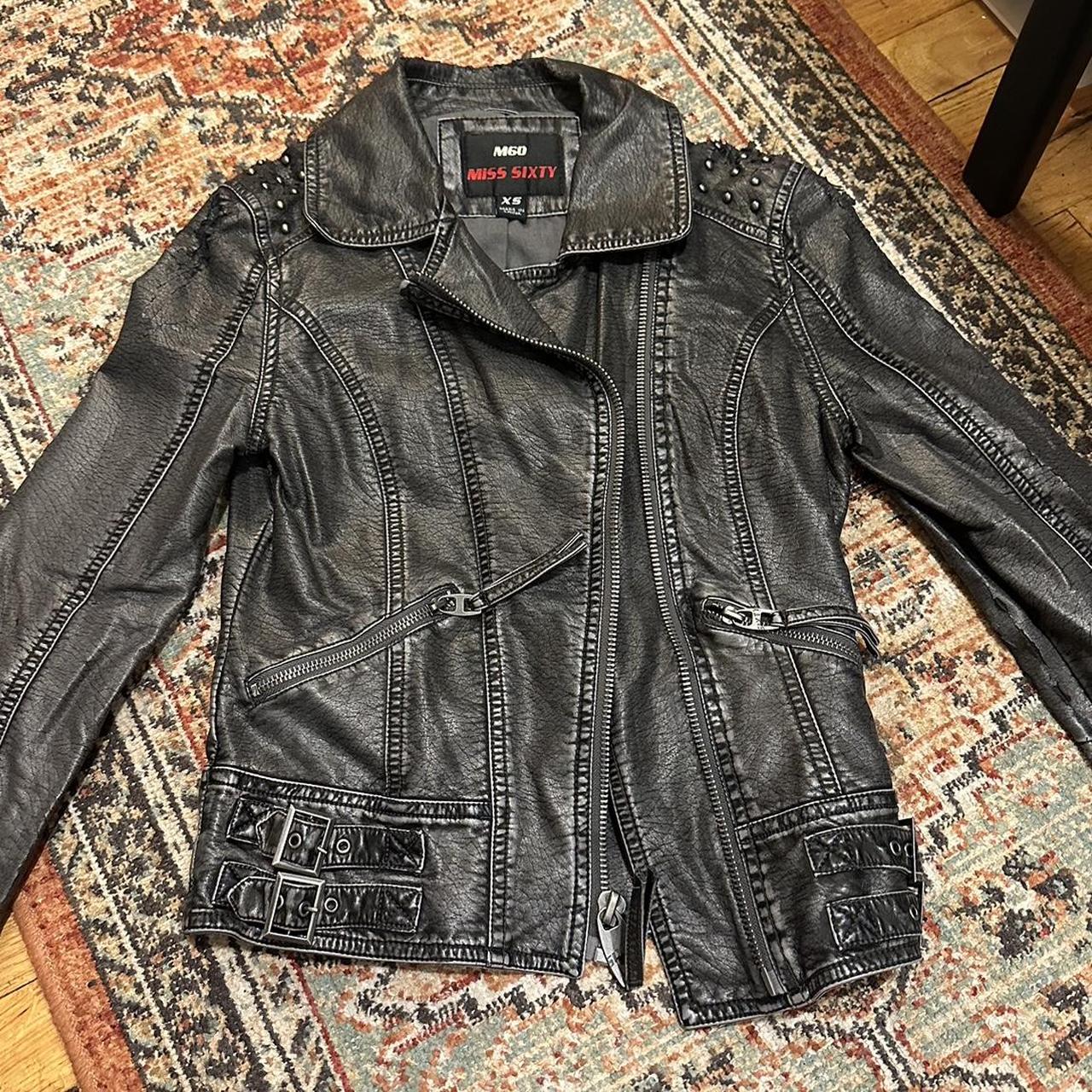 miss sixty leather jacket smaller fit size... Depop