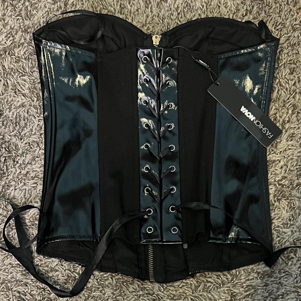 Fashion Nova XS leather zipup corset top. Never... Depop