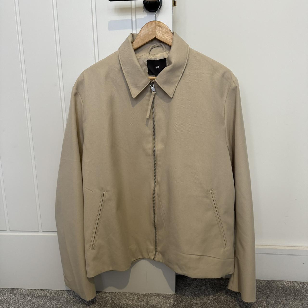 H&M Beige Harrington jacket with a relaxed fit | Depop