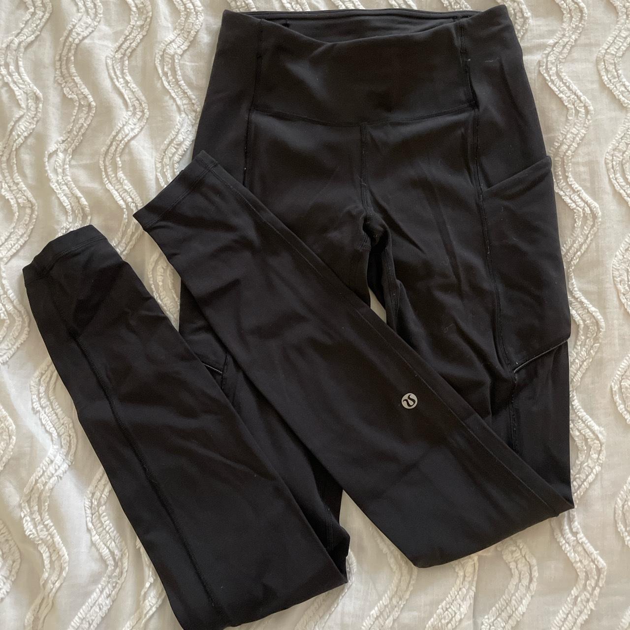 size 0 lululemon fast and free leggings with side - Depop