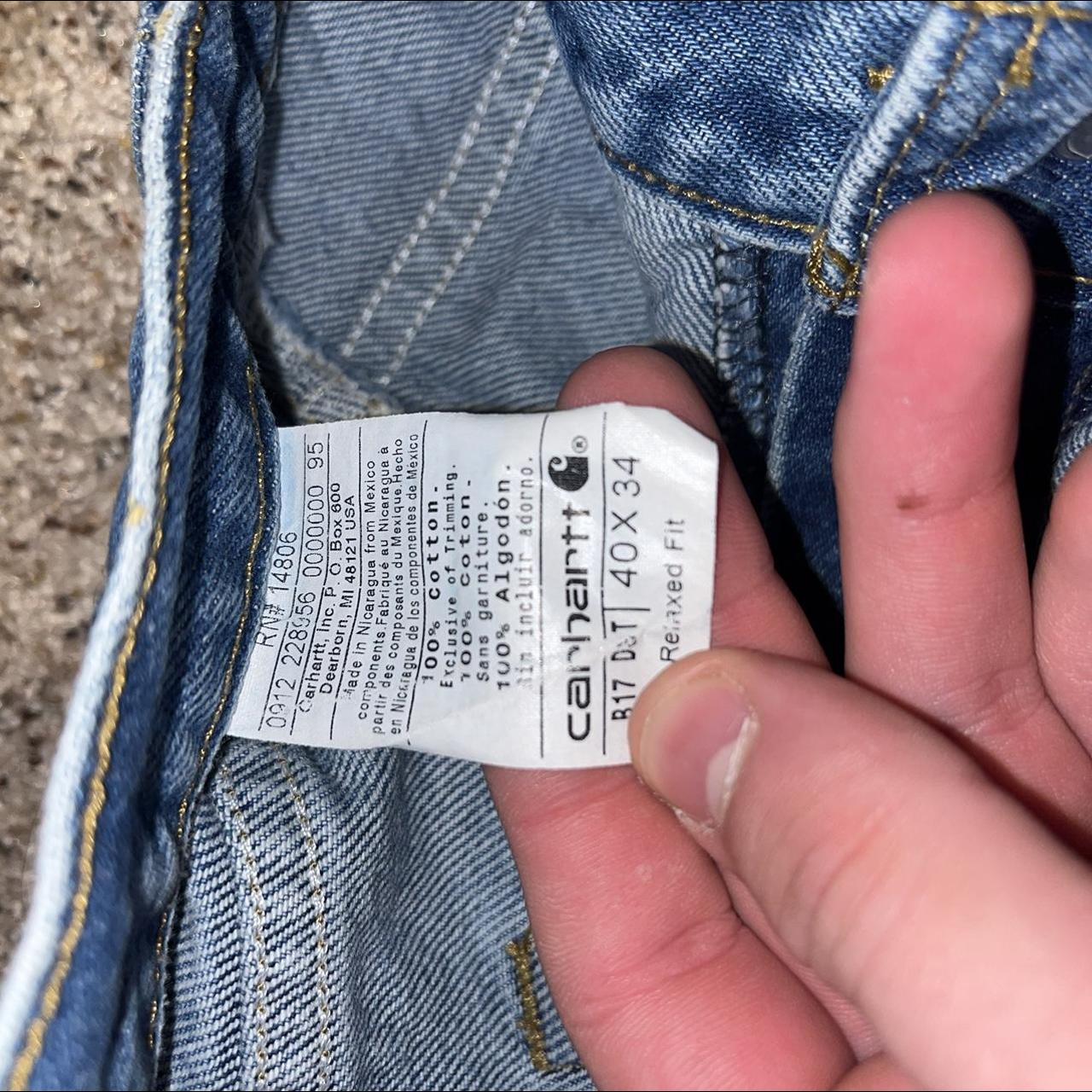 light blue wash carhartt worker pants great baggy fit Depop