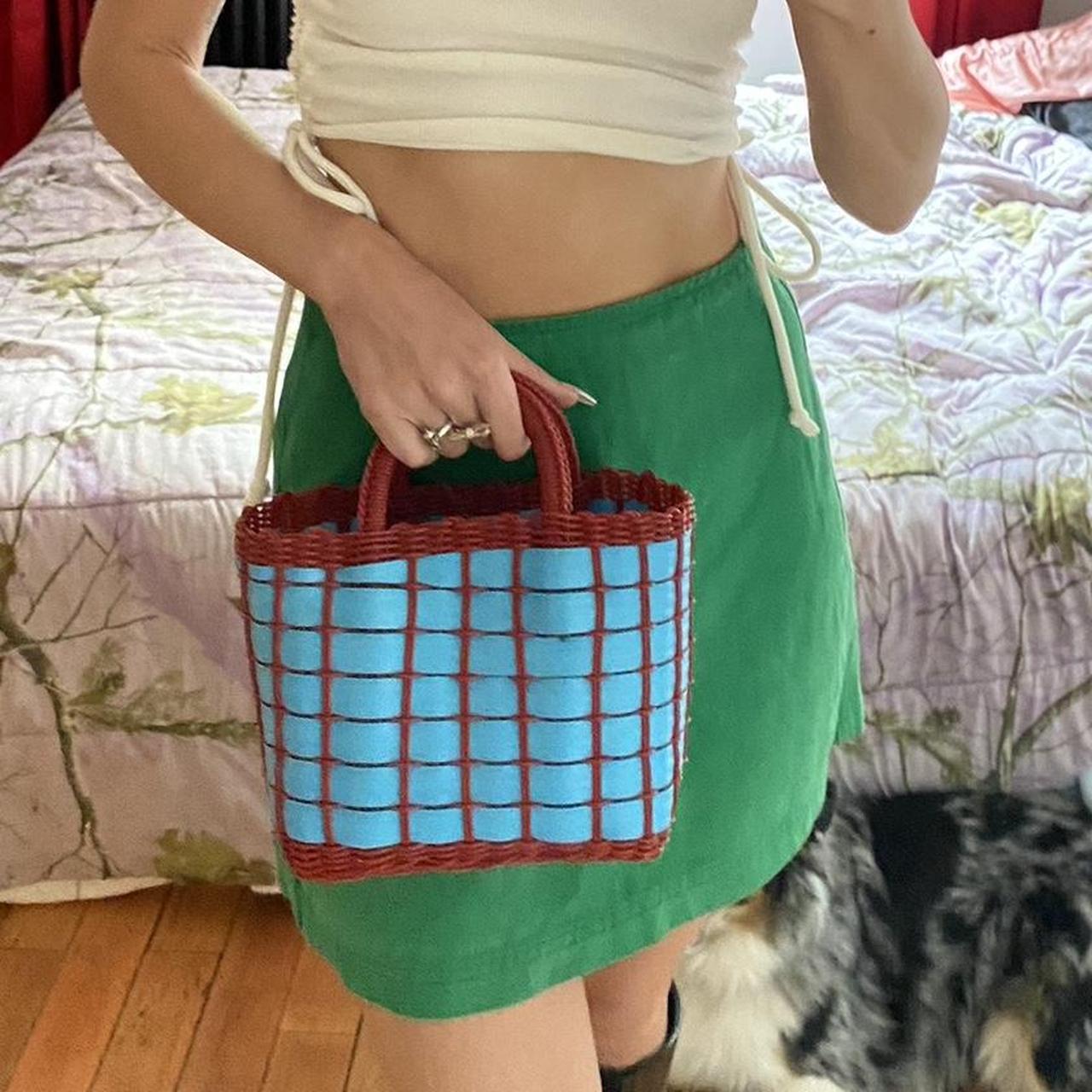 Handmade woven plastic basket purse. Super unique... Depop