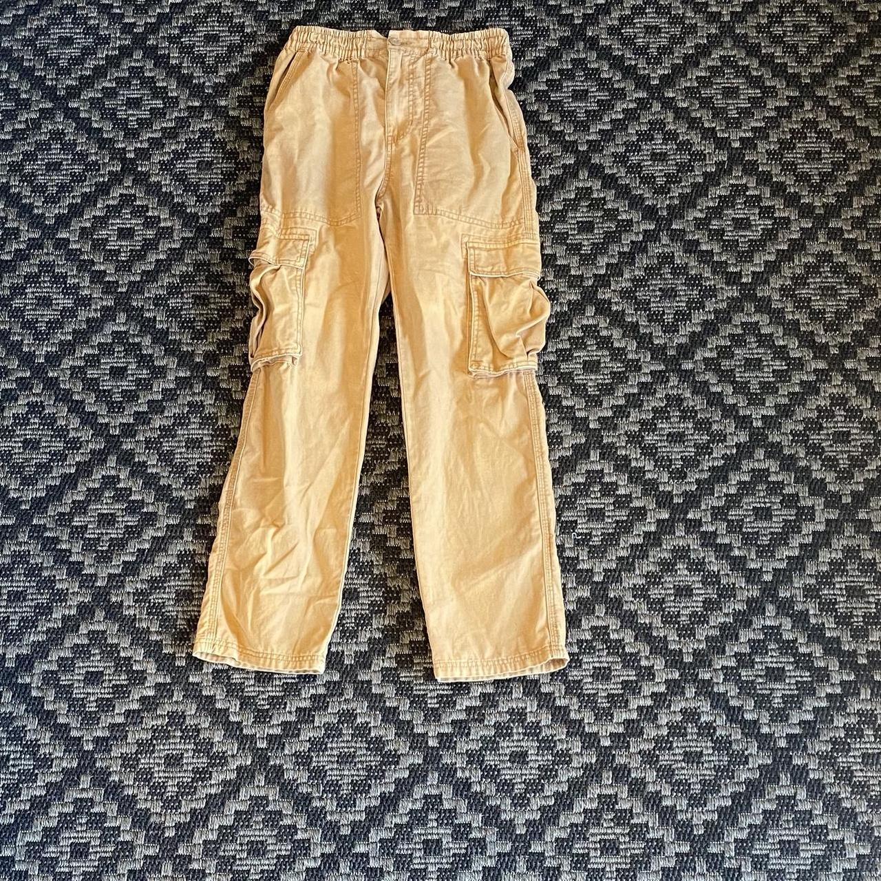 Elastic worker pant Light brown/ From cotton - Depop