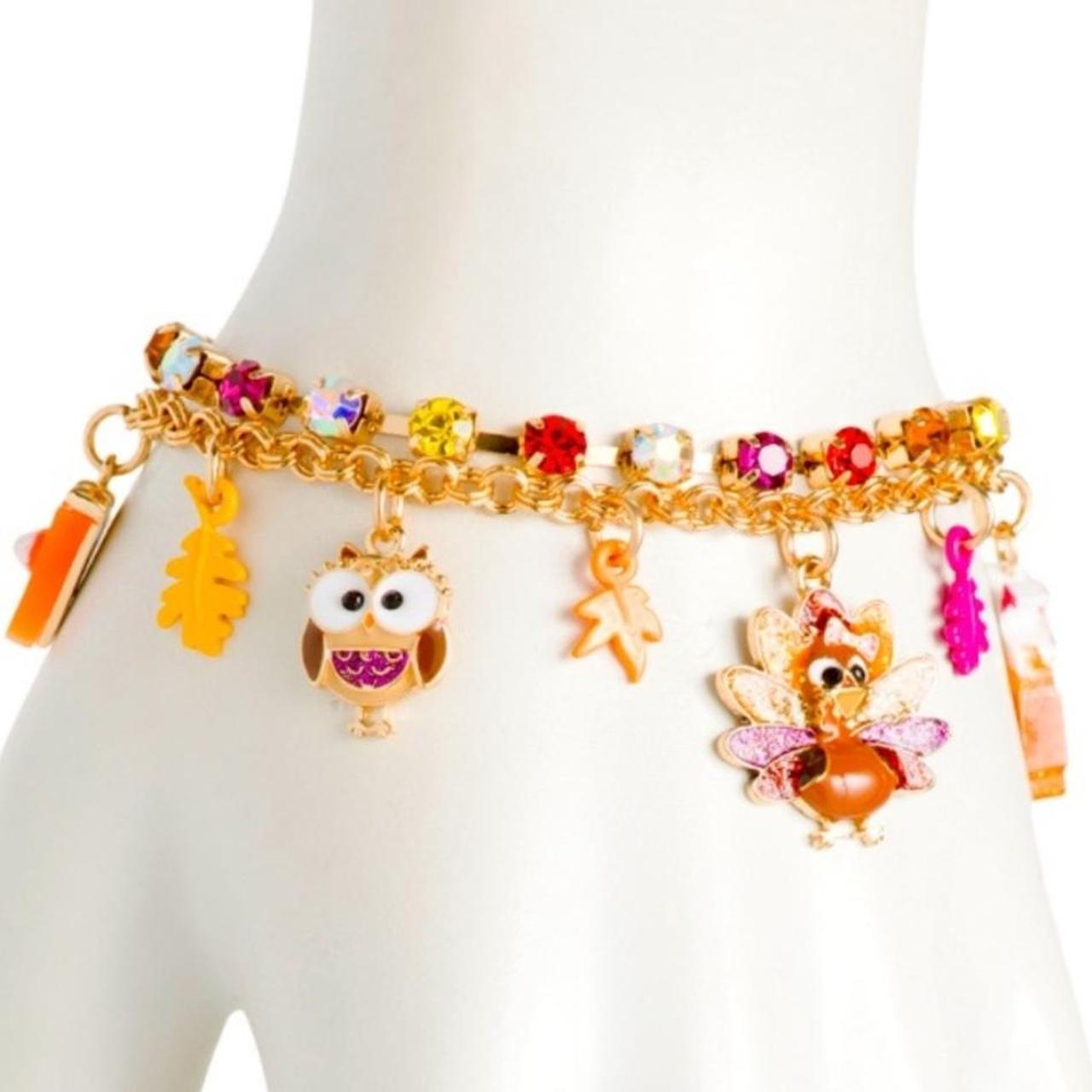 Betsey Johnson outlet Turkey Owl Pumpkin Spice Fall Charm Bracelet