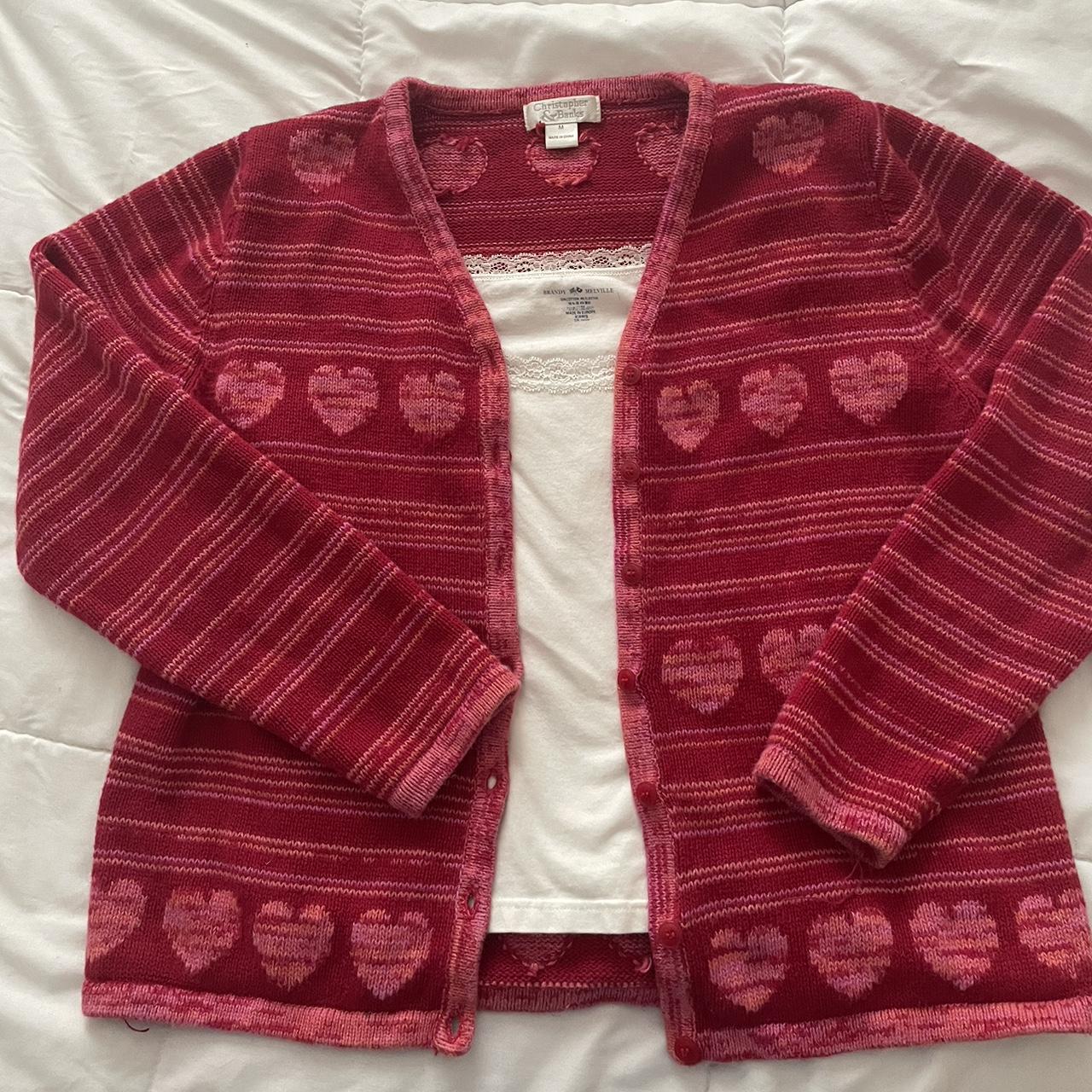 super cute vintage pink&red heart sweater in amazing... Depop