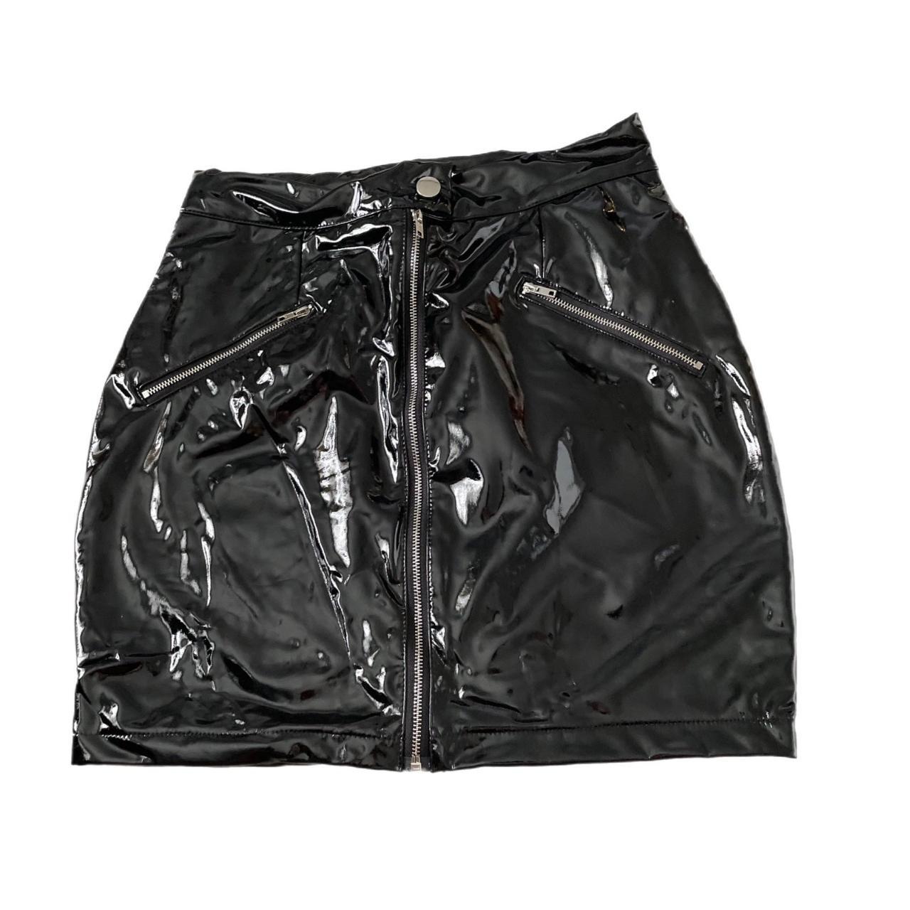 •Hera collection synthetic leather mini skirt... - Depop