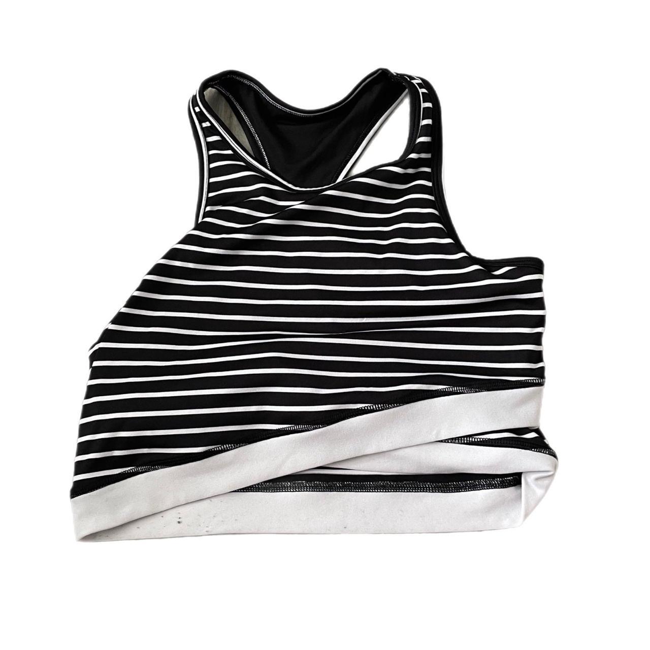 Yogalicious black stripe athletic sports bra - Depop