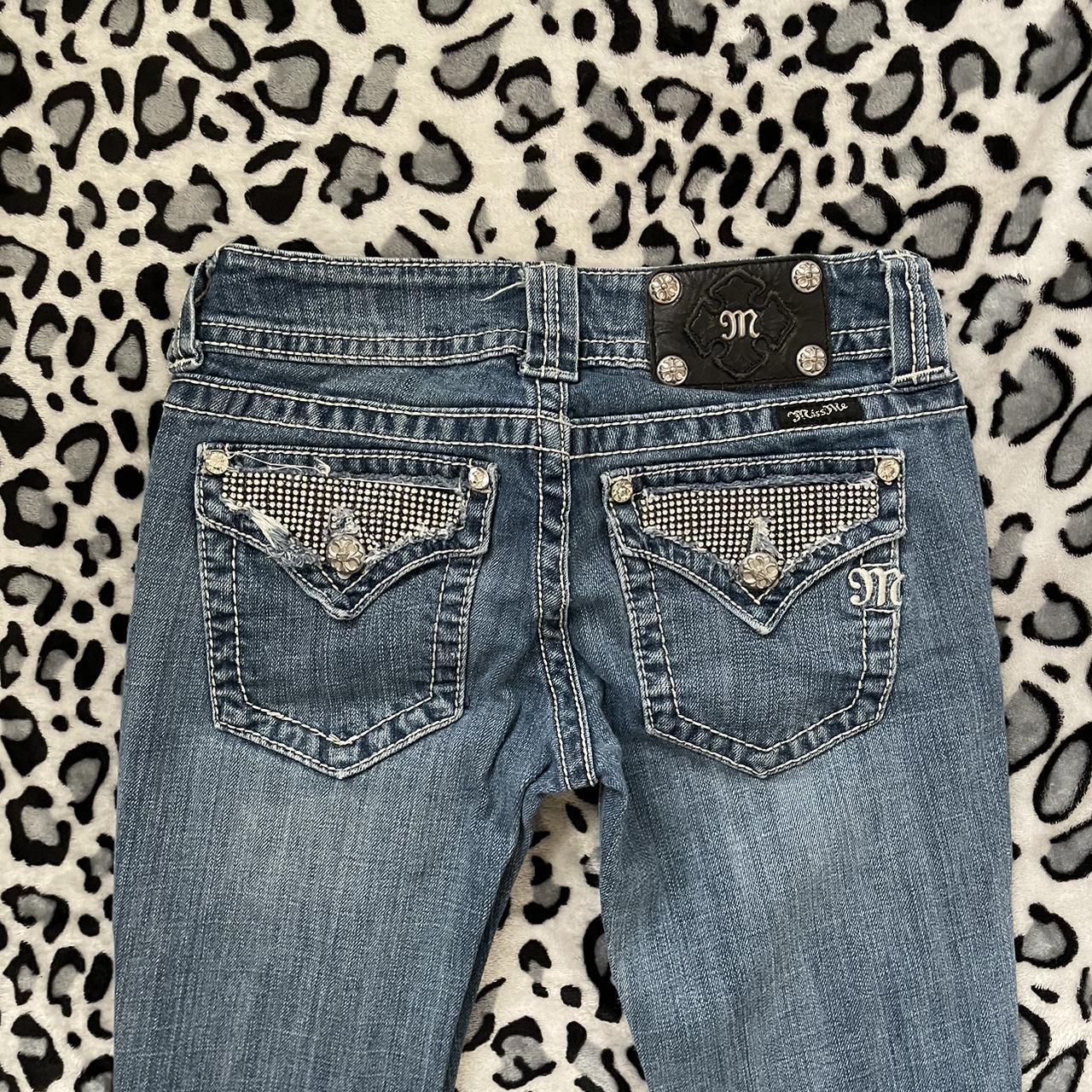 vintage miss me lowrise bedazzled flare jeans... - Depop