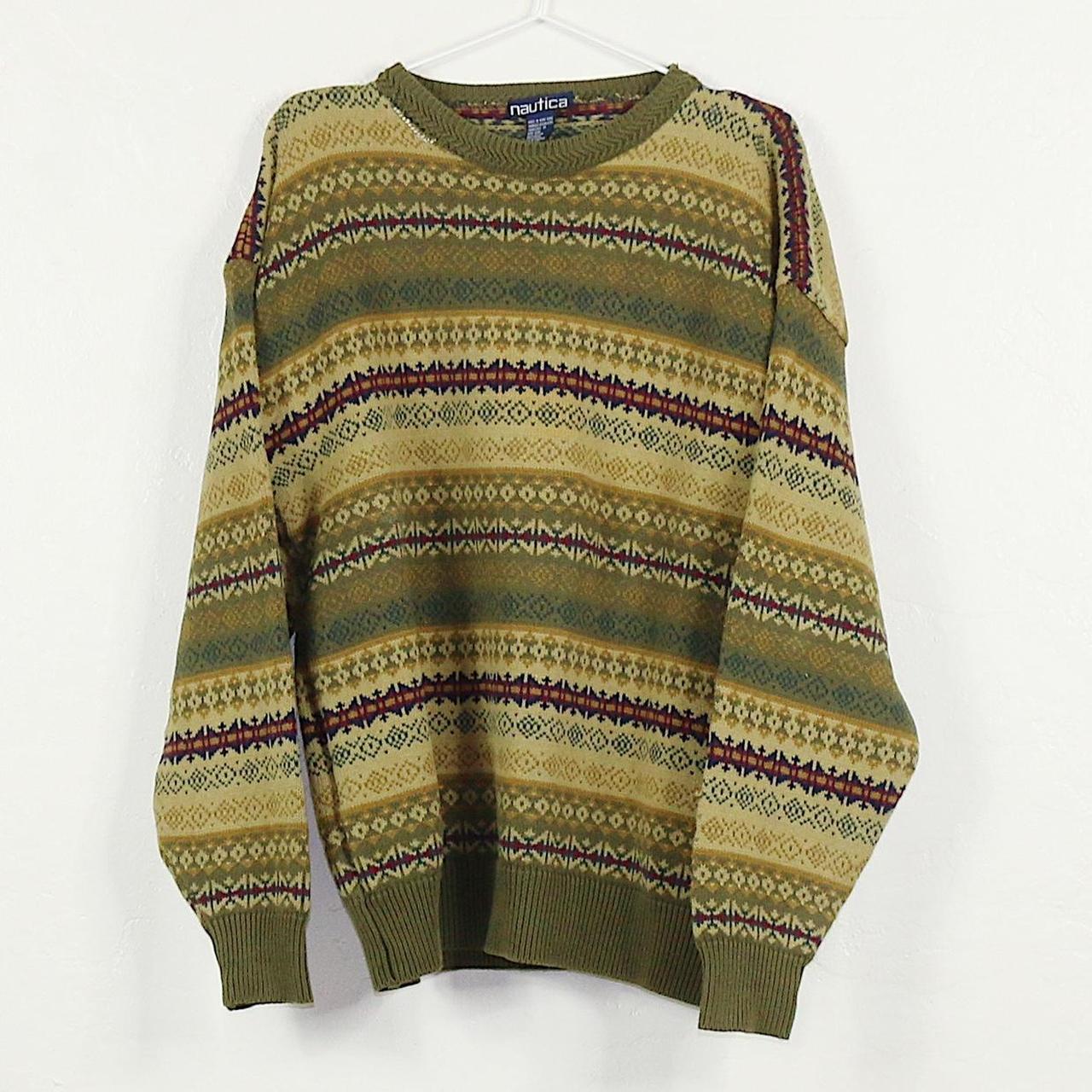90s Neutral Seasonal Grunge Stripe Sweater Had a... - Depop