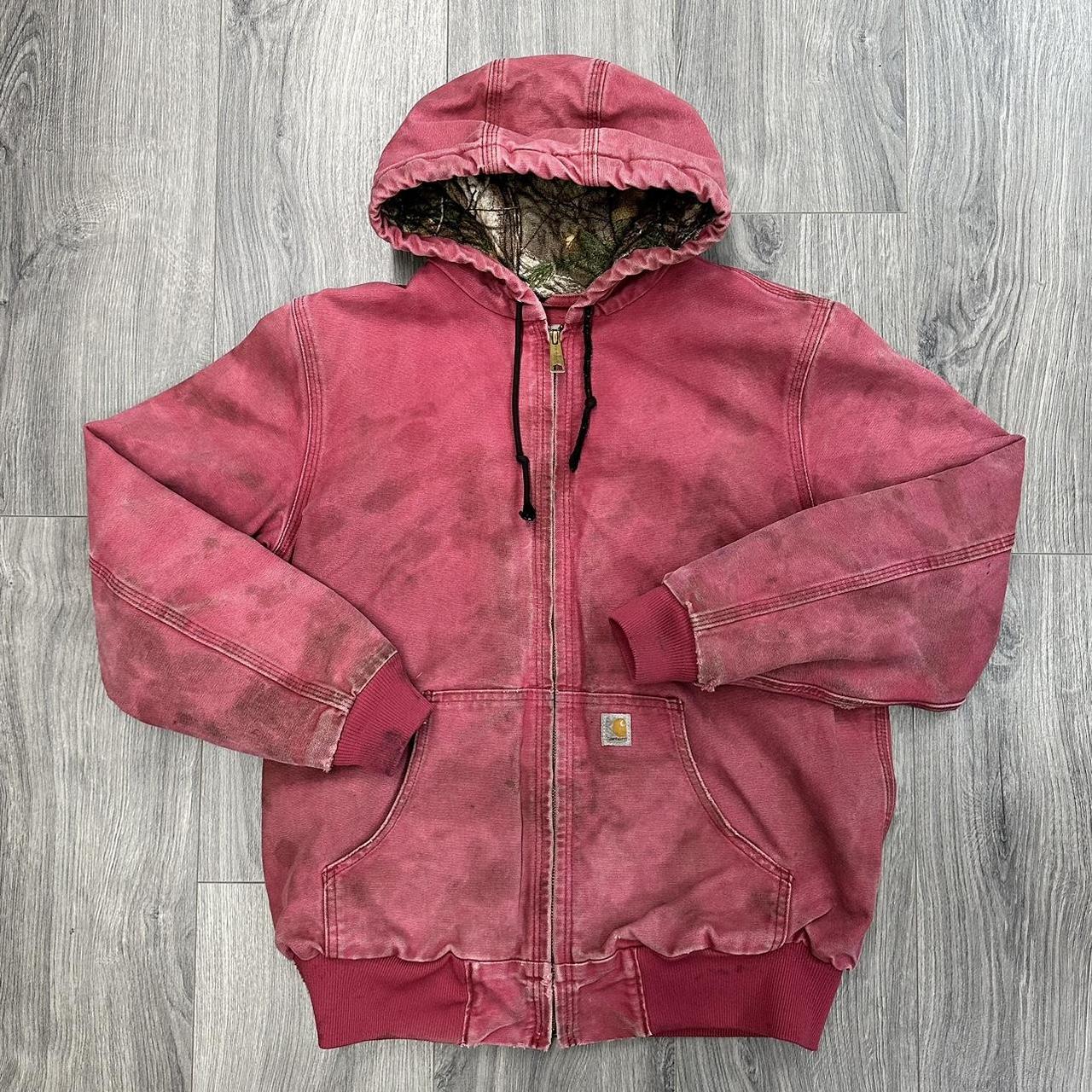 Carhartt Hooded Jacket Camo Lined Jacket Red Size:... - Depop