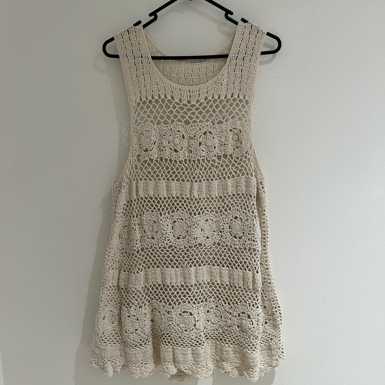 Cream Crochet Dress - perfect for the beach and... - Depop