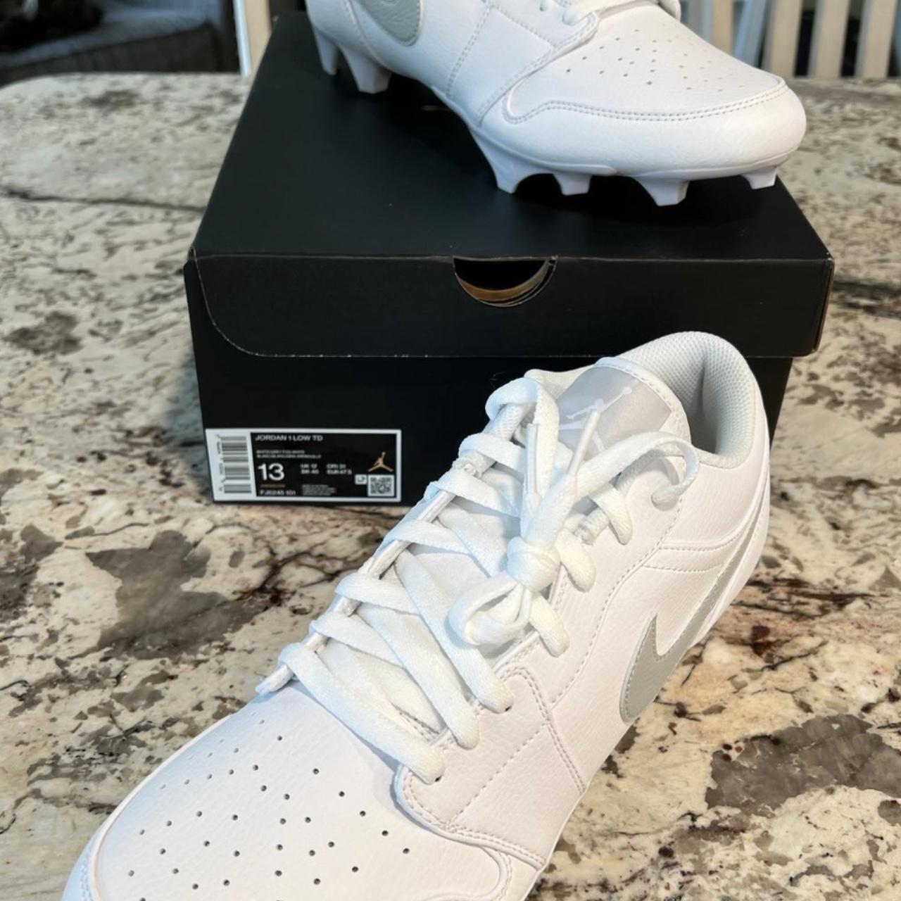 Jordan 1 Football Cleats Low TD Fog White FJ6245-101... - Depop