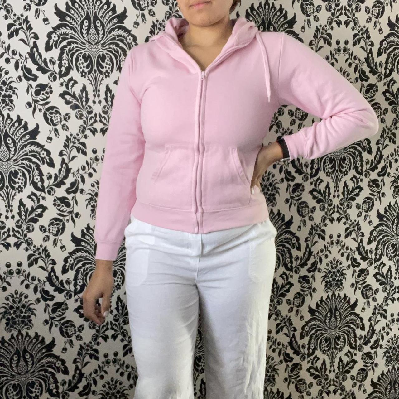 Baby pink zip up hoodie Depop