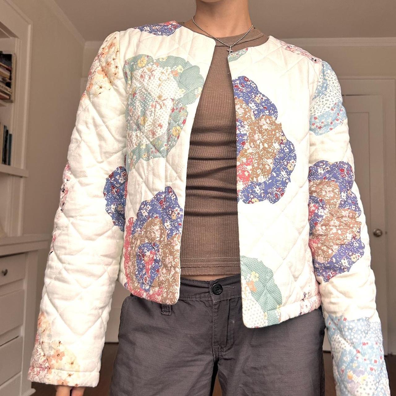 Women's Puffer Jacket - Brown/Multi - M – Patchwo… - image 6