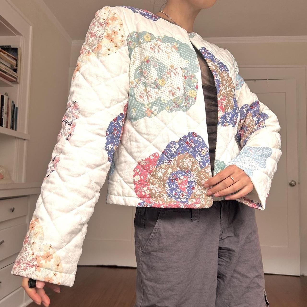 Women's Puffer Jacket - Brown/Multi - M – Patchwo… - image 5