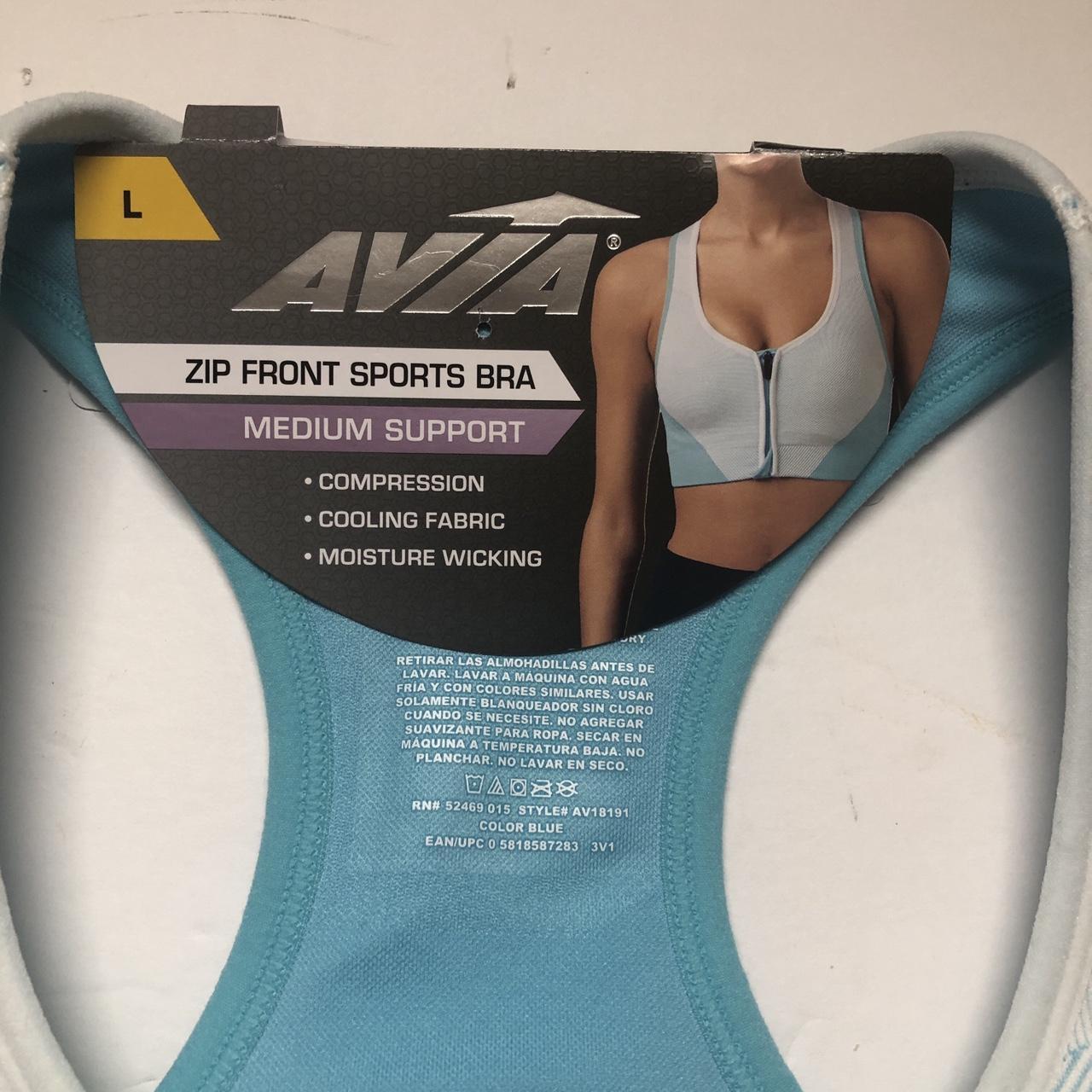 Avia Seamless Zip Front Medium Support Sports Bra Size Small Blue Color