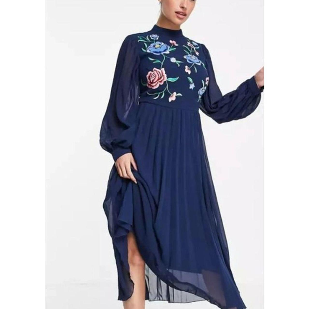 Asos navy blue dress best sale