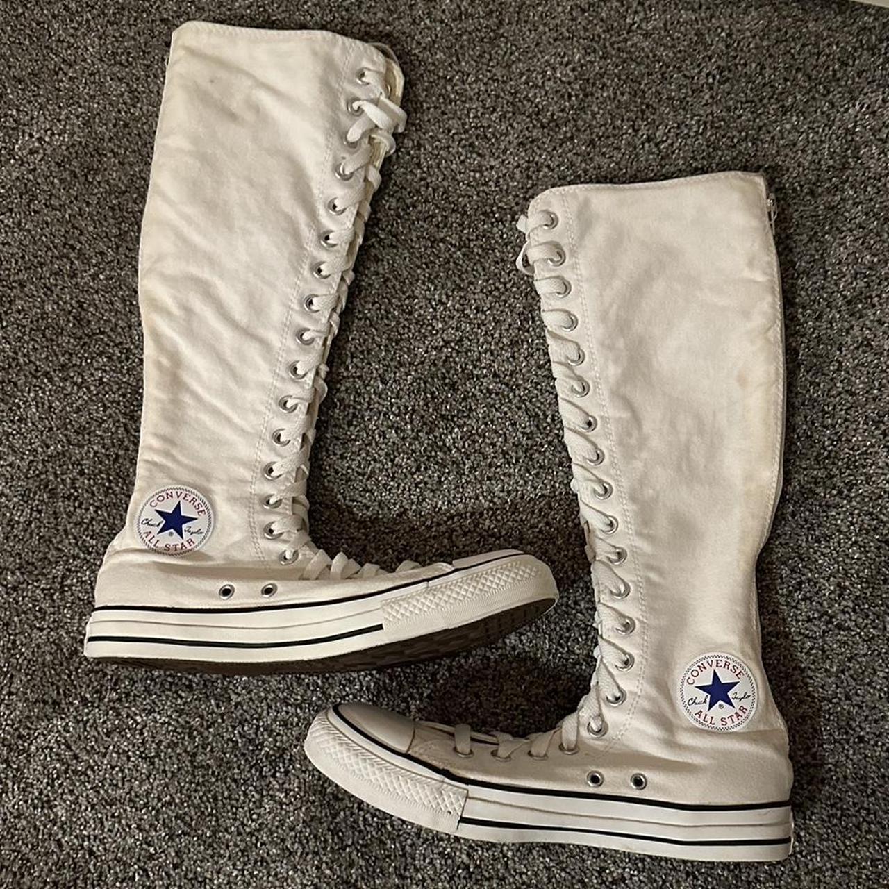 vintage 2000 white knee high converse i got these... - Depop