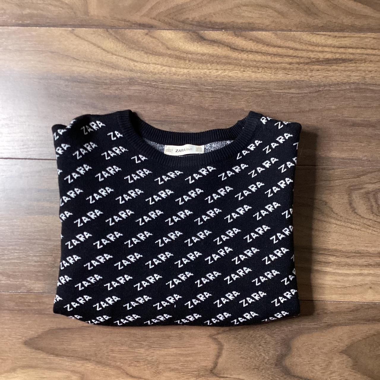 Black and white Zara slogan jumper. Size small. Only Depop