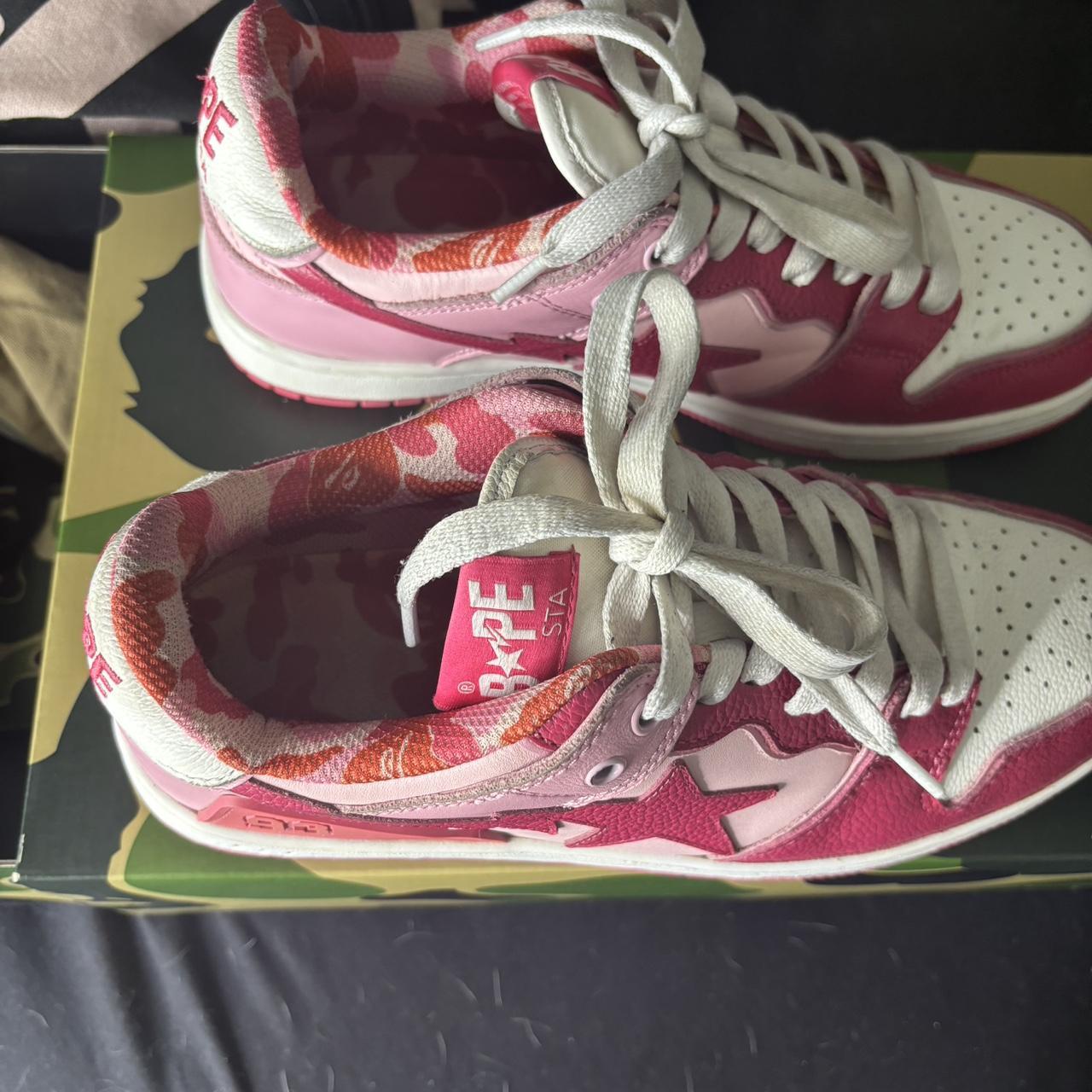 bapes sk8 “abc camo red” women's 8, boys 6.5 comes | Depop