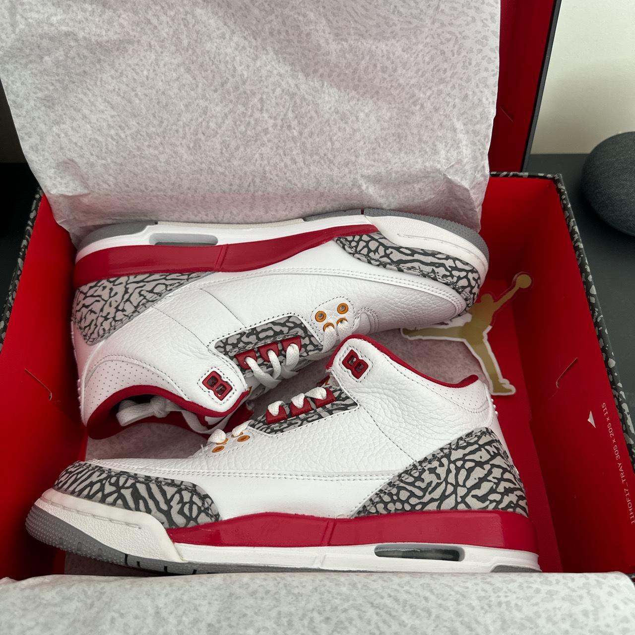 Jordan 3 Retro GS Cardinal Red - Brand New, Never Worn - Depop