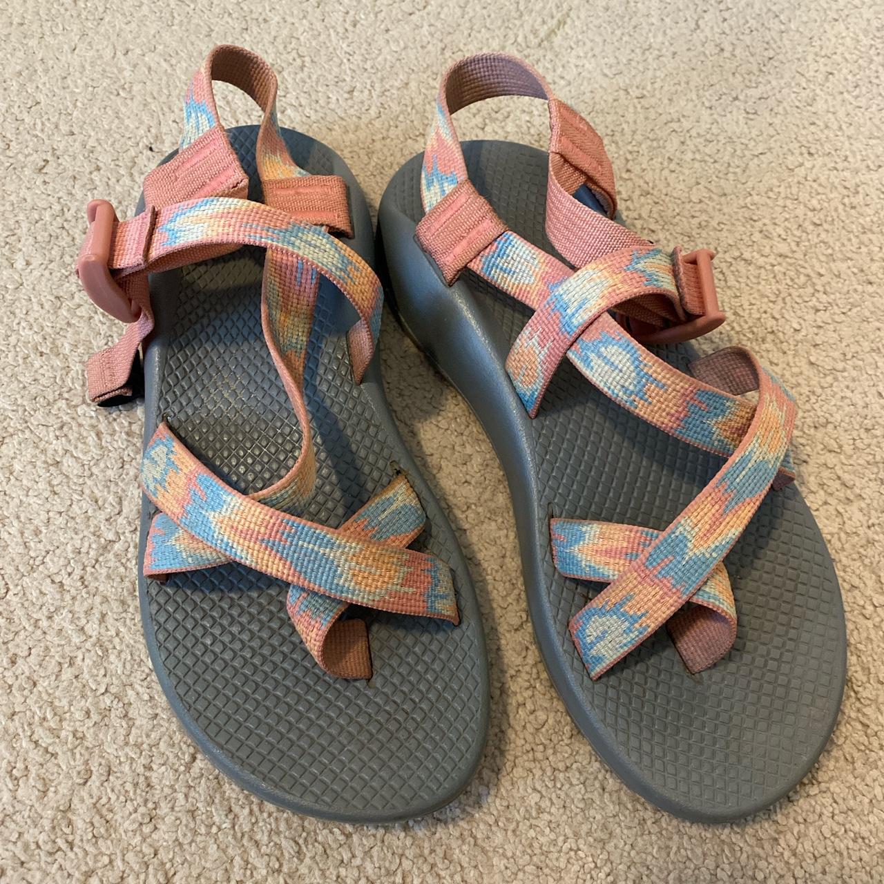 Size 9 Women s Chaco Sandal with toe strap. Lightly Depop