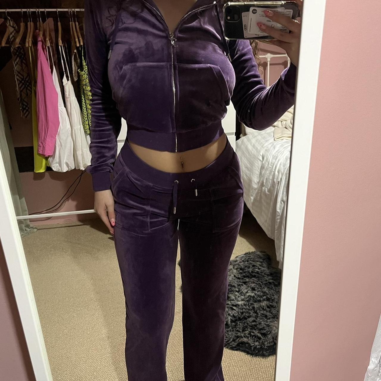 Juicy couture dark purple velour tracksuit Size xs... - Depop