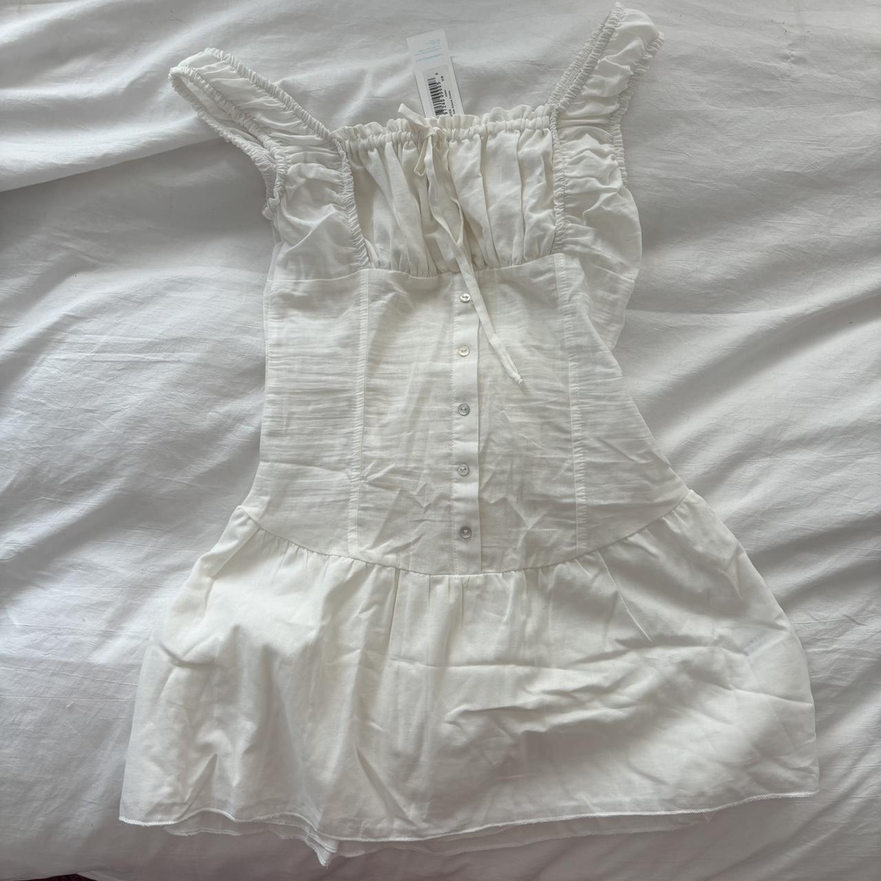 brand new! frankie’s mini dress white ruffles size... - Depop