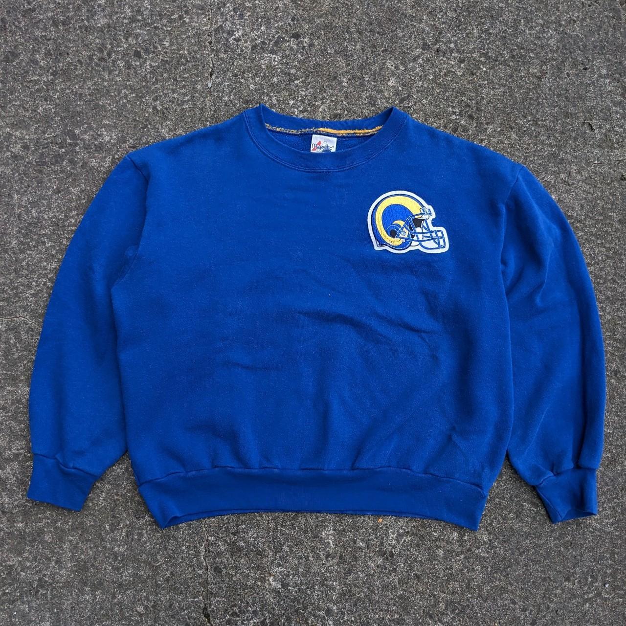 Majestic Athletic Men's Blue and Yellow Sweatshirt | Depop