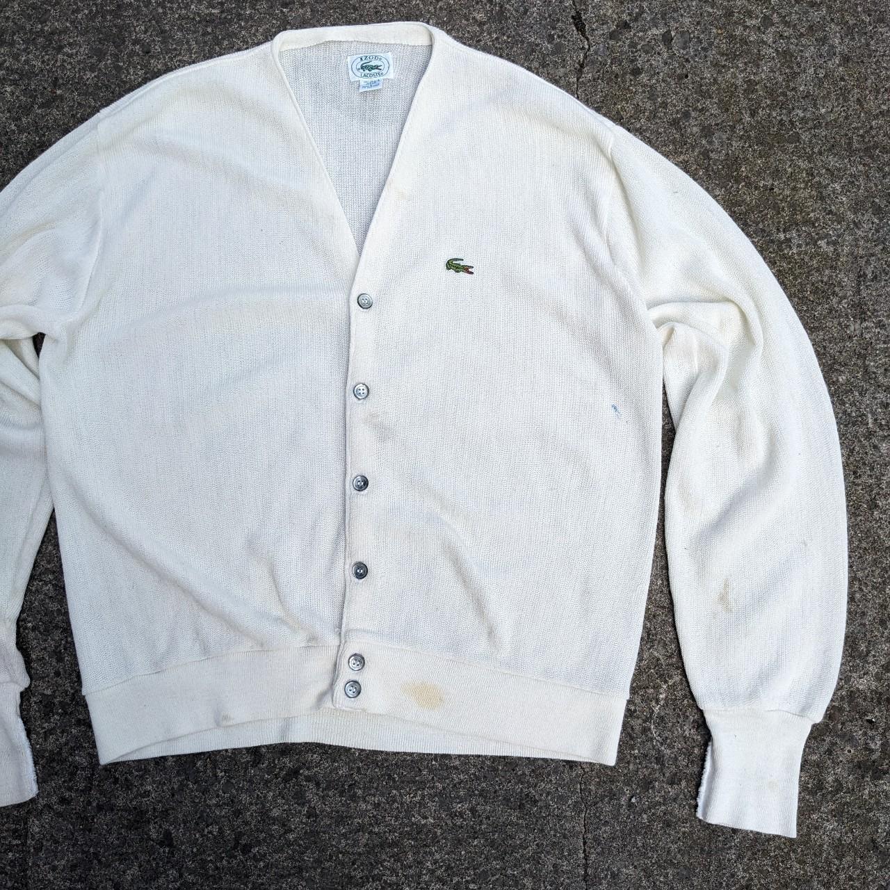 Mens Vintage White Lacoste Cardigan orders Size Large