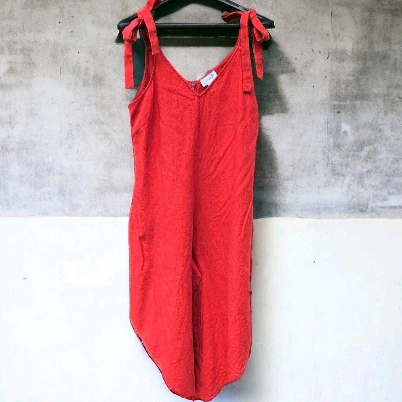 Source Unknown Women's Linen Jumpsuit - Red - M –… - image 1