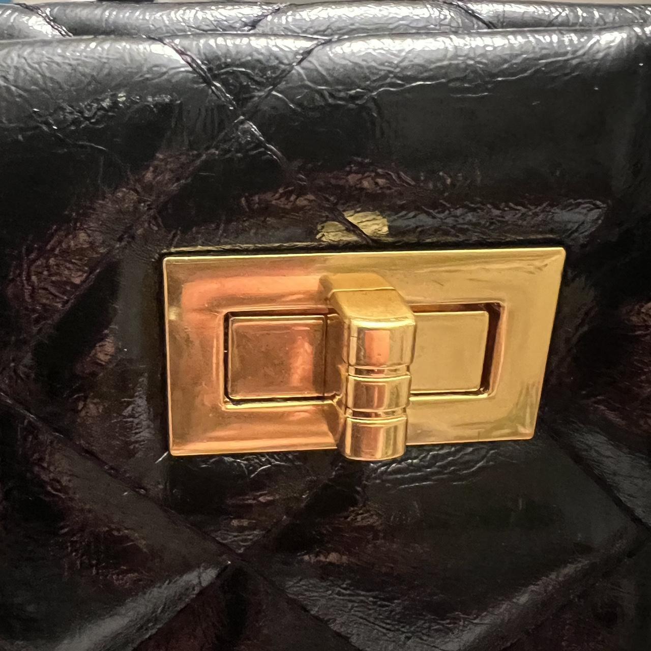 Large patent leather bag with quality gold chains... - Depop