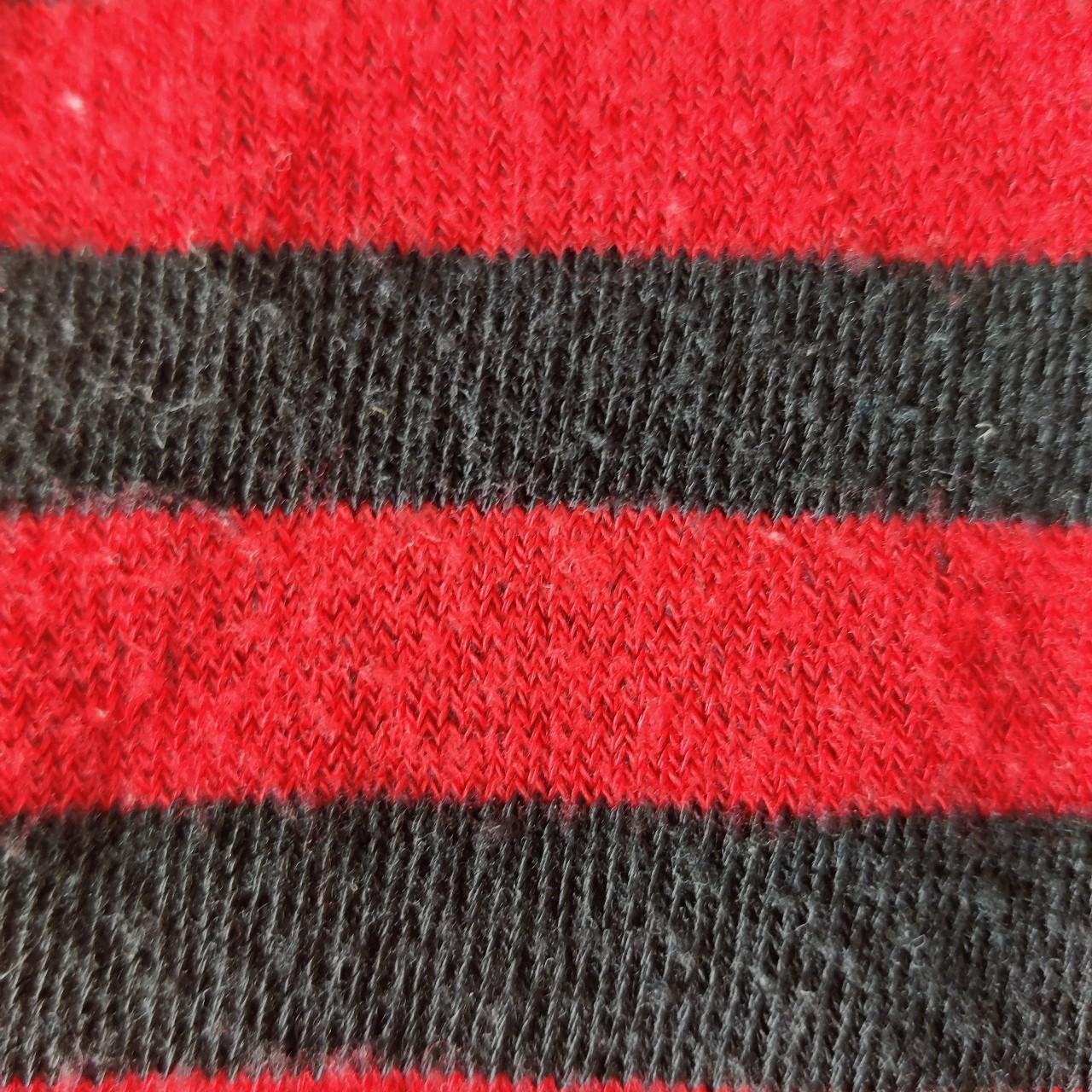 hot topic red and black striped emo socks, worn... - Depop