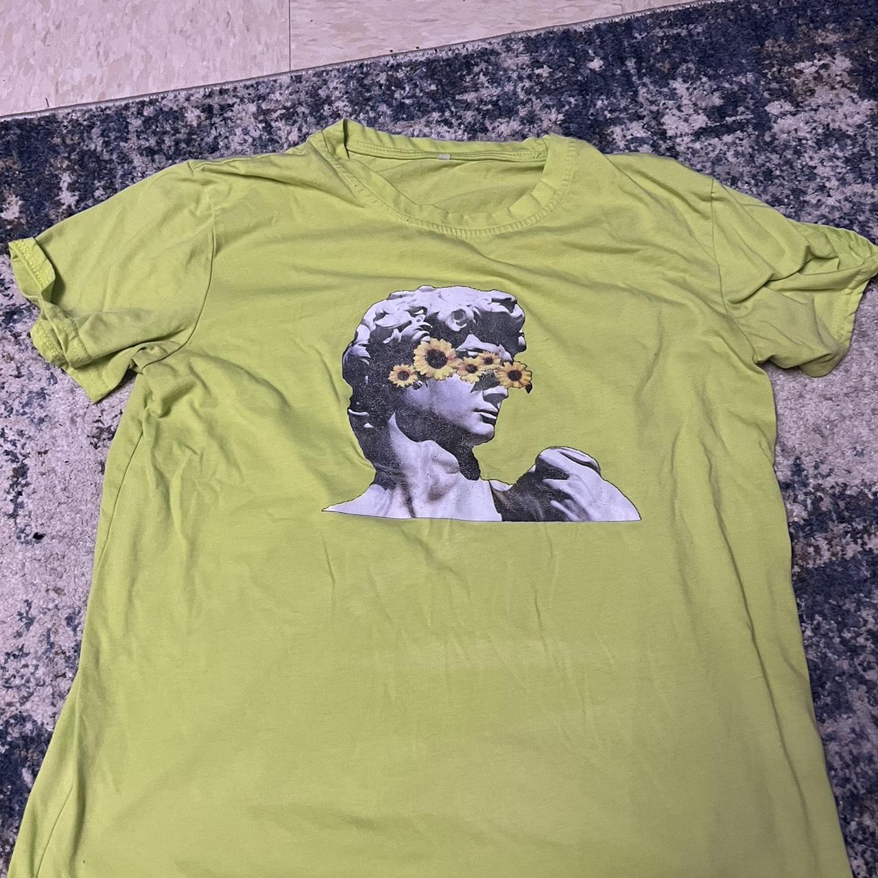 Neon Yellow Graphic Tee‼️ Statue Graphic With Eyes Depop