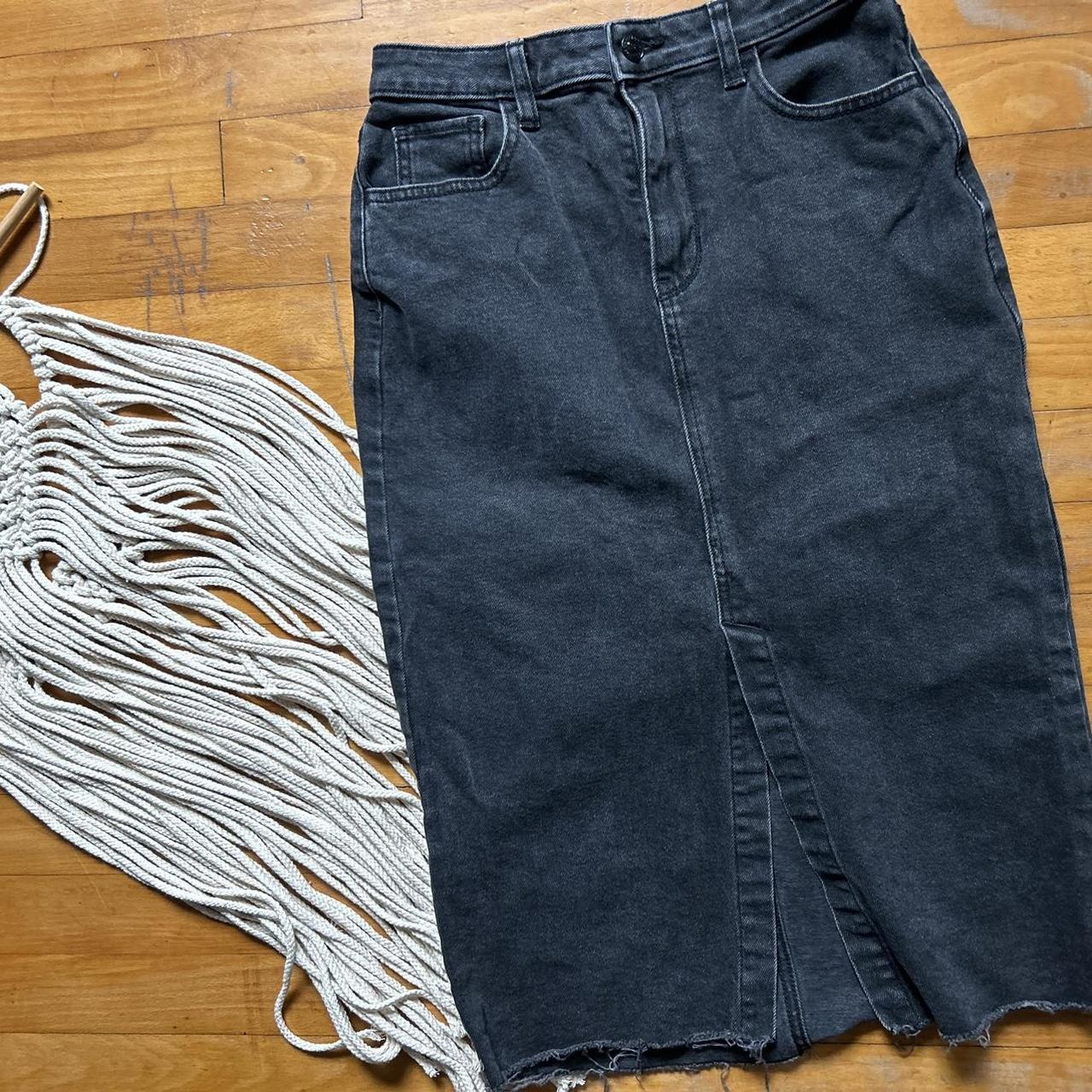 Hollister black faded denim maxi skirt. Super cute