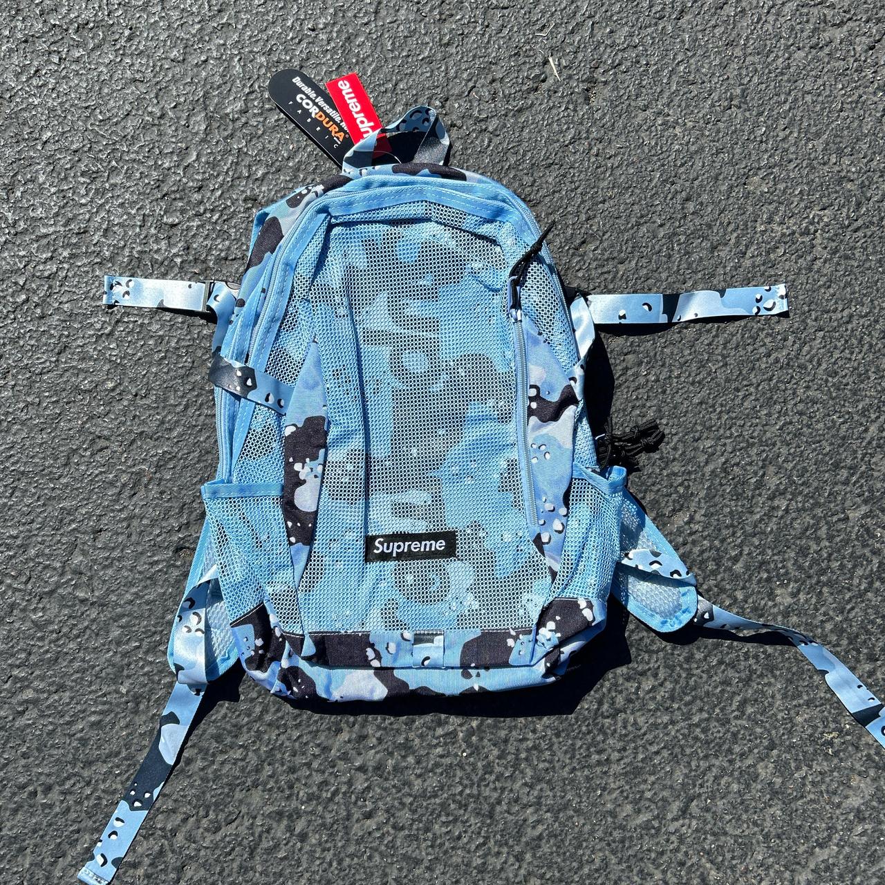 Blue supreme-backpack - Depop